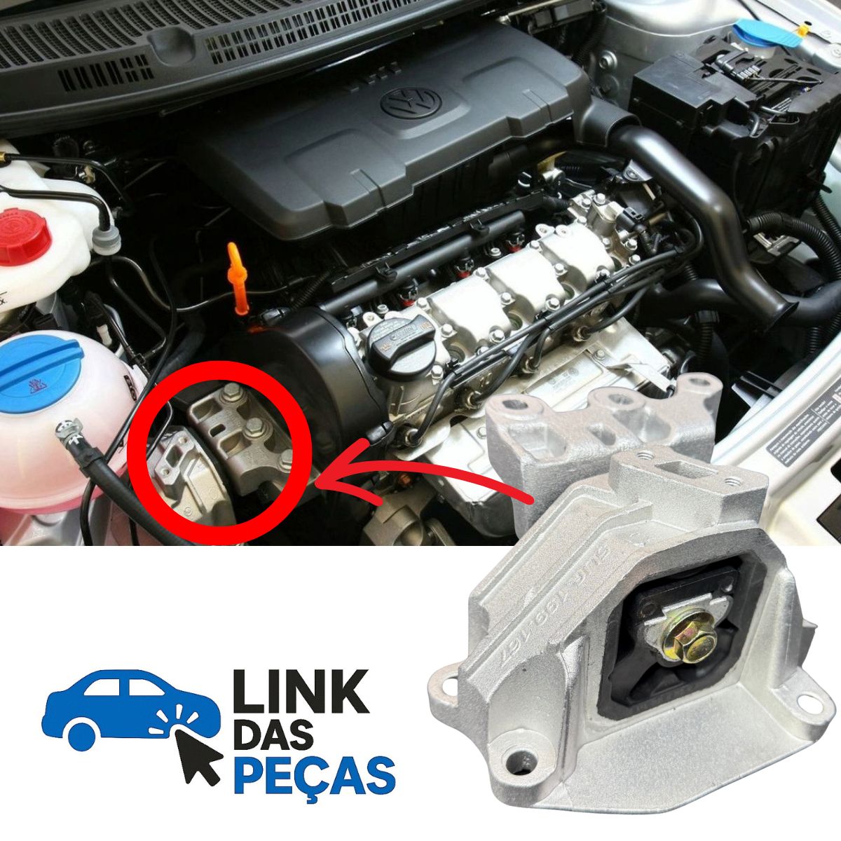 Coxim do Motor Lado Direito com Suporte – Gol / Fox / Voyage 1.0 1.6