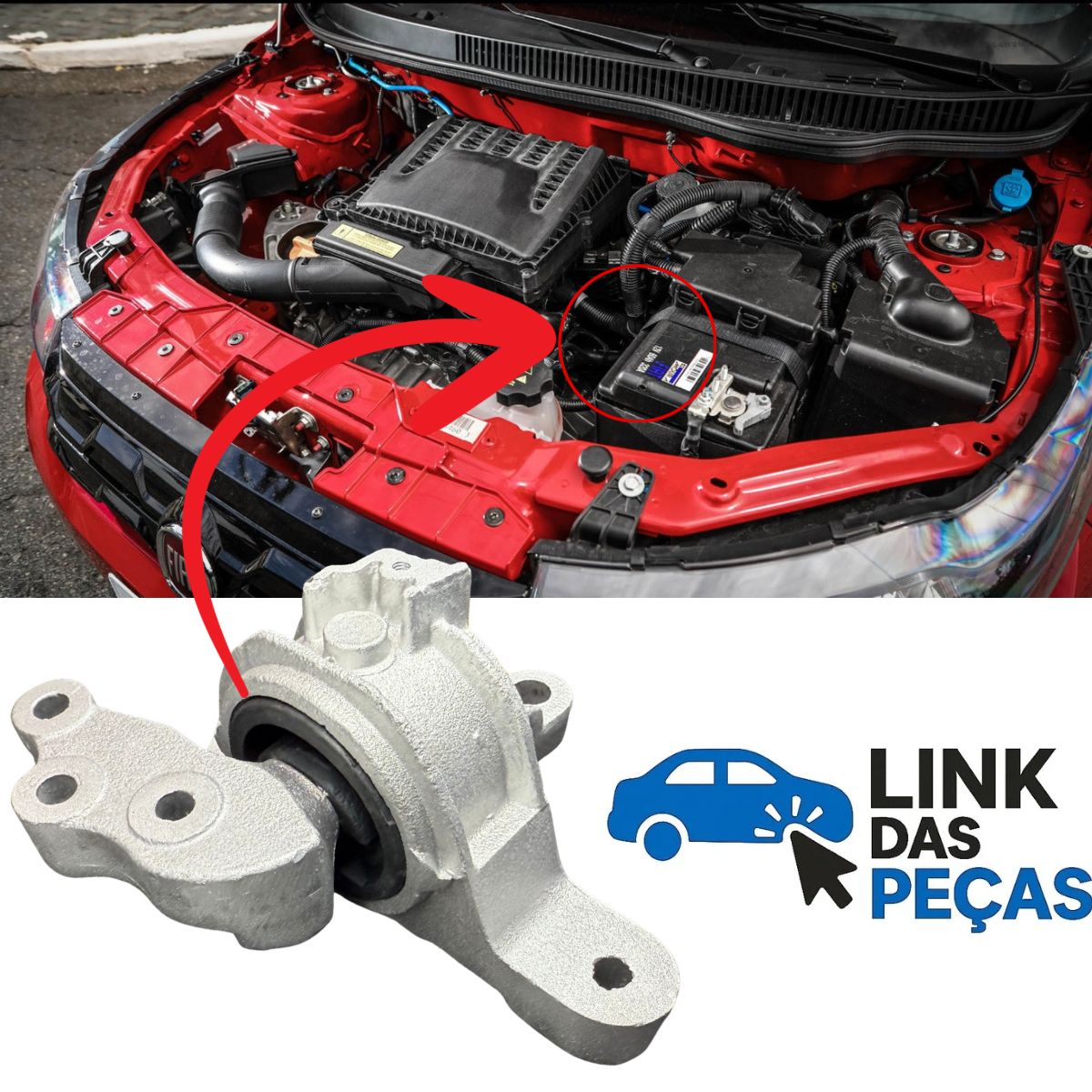 Coxim Dianteiro Direito Motor Palio Grand Siena Uno Mobi 1.4