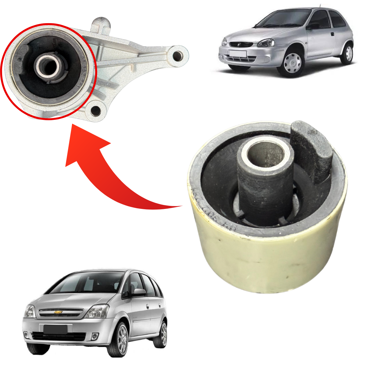 Bucha Refil do Coxim do Motor Frontal (Lado Esquerdo) – Corsa / Meriva / Montana 8/16V