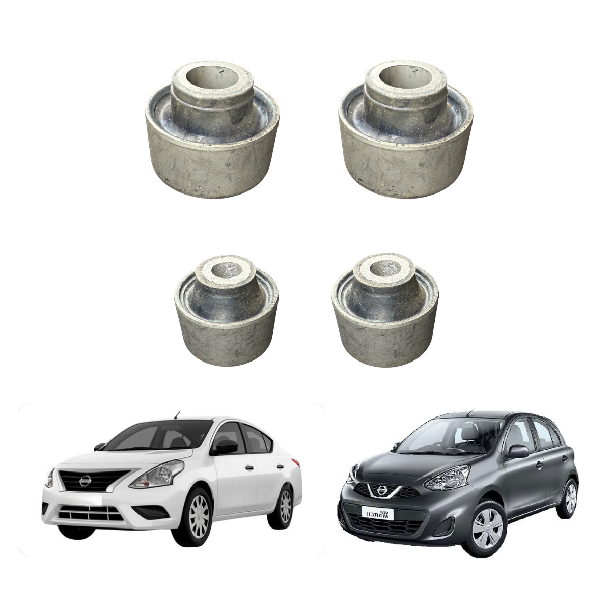 Kit Buchas da Bandeja Dianteira – March / Versa / Kicks (Maior + Menor)